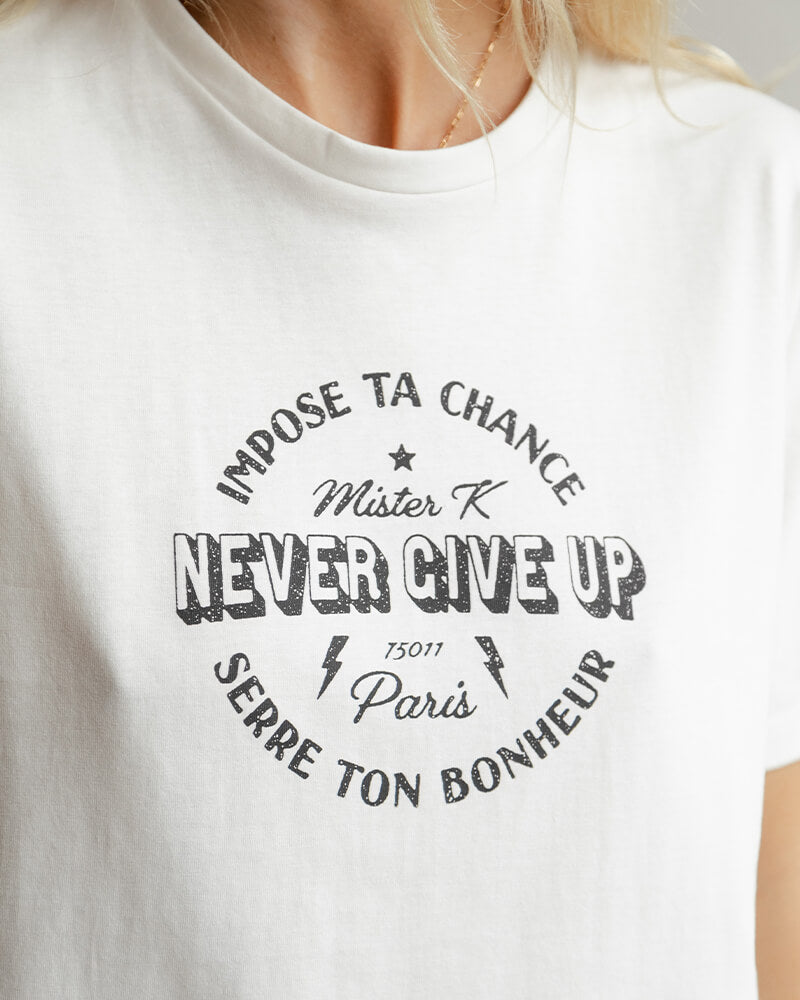 The Jacques Short-Sleeved T-Shirt Never Give Up screen print – Mister k.