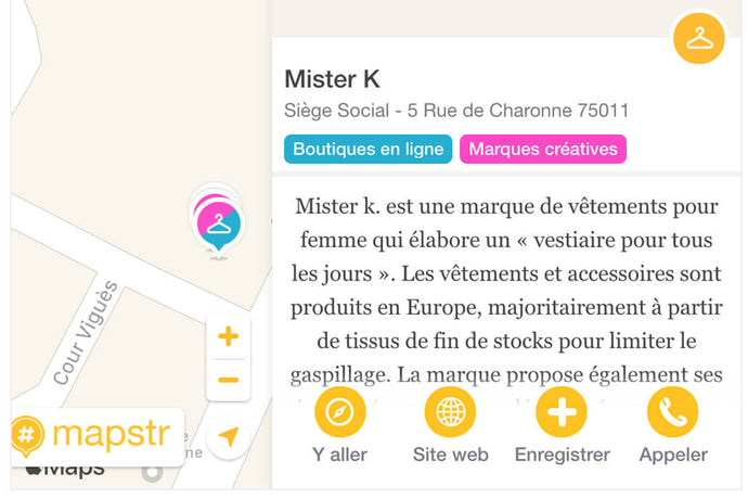 Mister K in the responsible fashion map of Paris and Île-de-France 