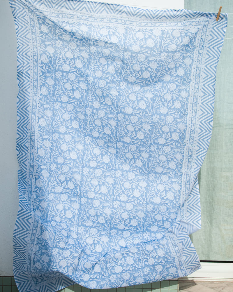 Paréo Blockprint bleu