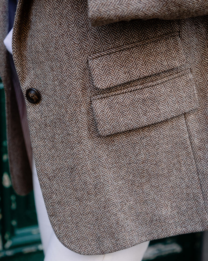 blazer en tweed rétro vintage pour hommes blazer à chevrons manteau de