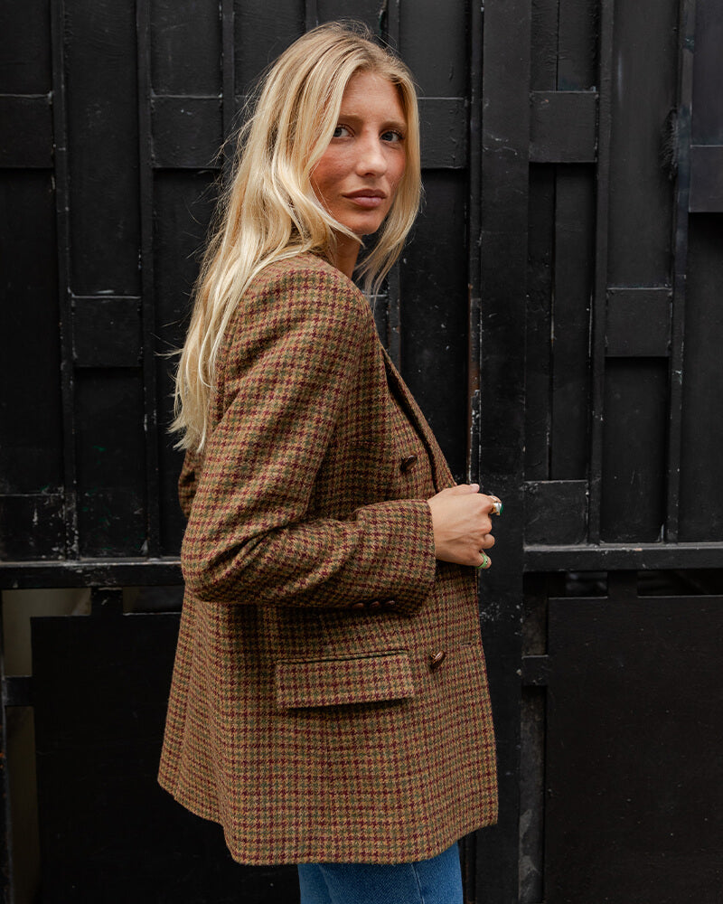 Edgar mustard houndstooth