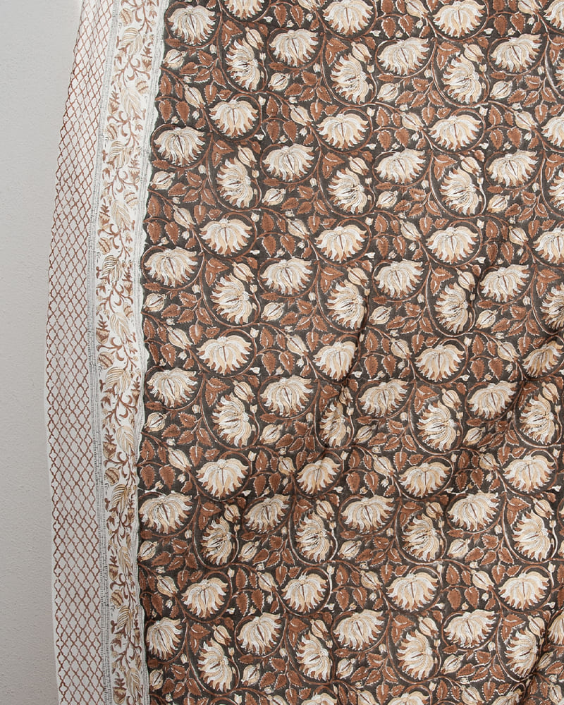 Paréo Blockprint marron