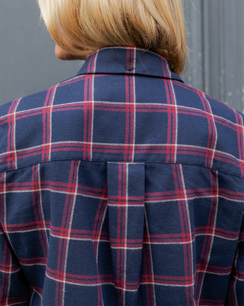 Load image into Gallery viewer, Victor navy flannel red checks