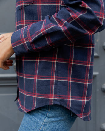 Load image into Gallery viewer, Victor navy flannel red checks