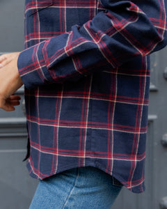 Victor navy flannel red checks