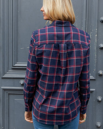 Load image into Gallery viewer, Victor navy flannel red checks