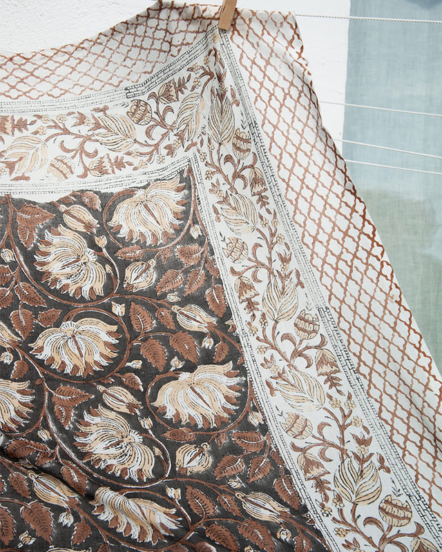 Brown Blockprint Pareo