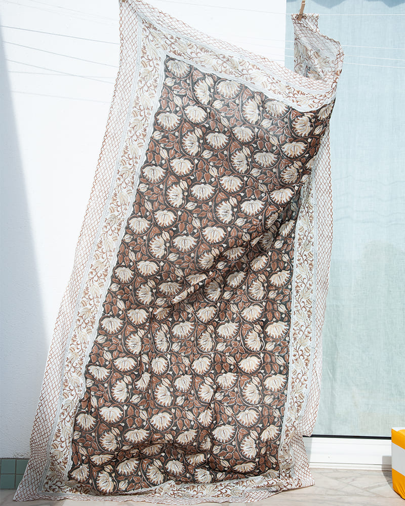 Paréo Blockprint marron